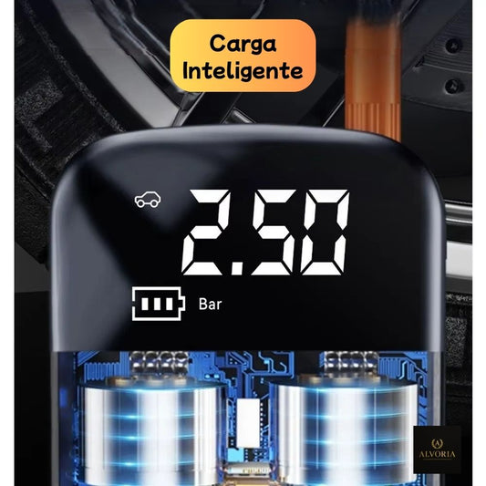 Compresor de Aire Eléctrico Portátil ALVORIA™ | Hinchador Inalámbrico para Coche, Moto, Bicicleta y Balones
