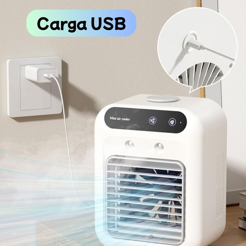 Mini Aire Acondicionado Portátil ALVORIA™ – USB, Silencioso y Recargable
