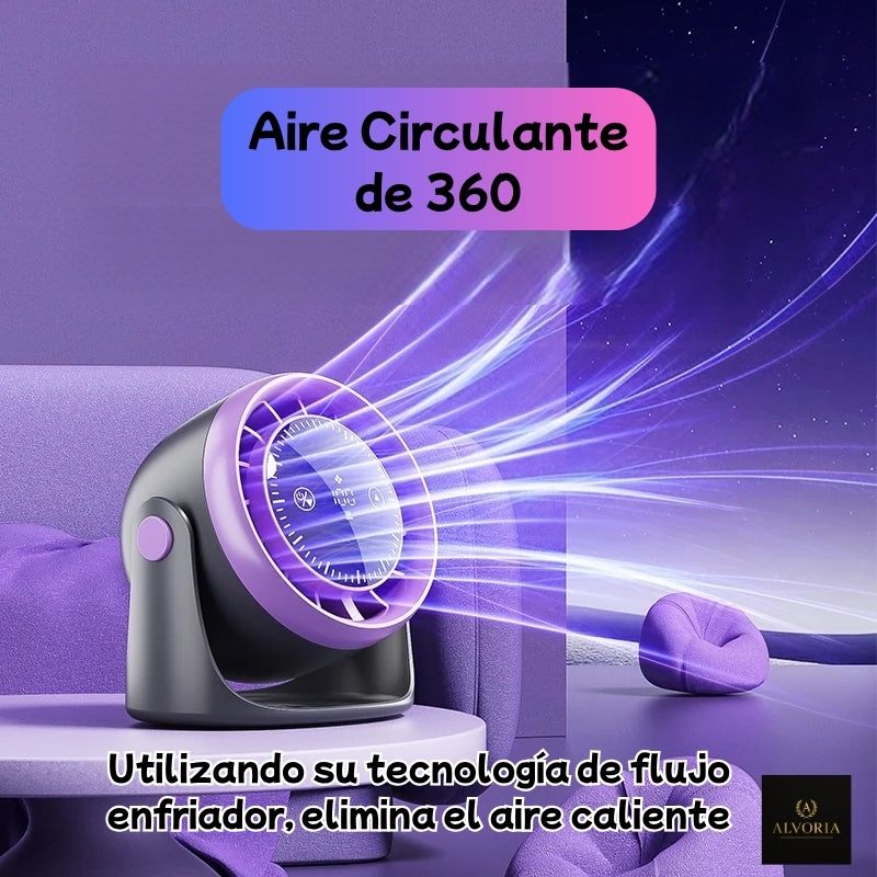 Ventilador de Escritorio ALVORIA™ con Luz LED y Control Táctil USB