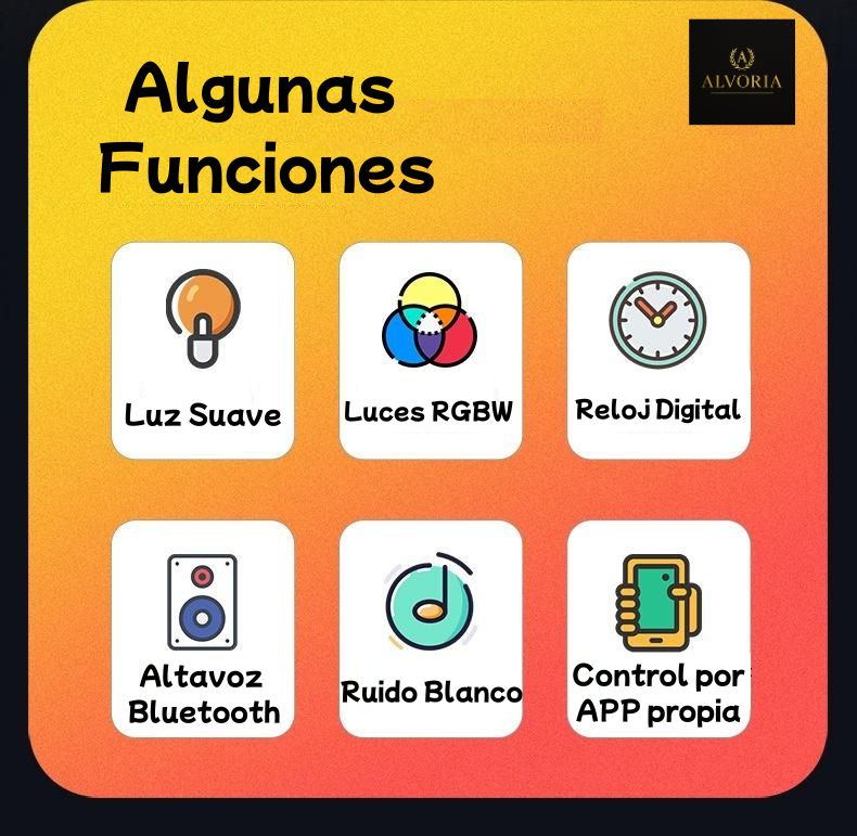 Luz Nocturna Inteligente RGB con Ruido Blanco y Despertador App