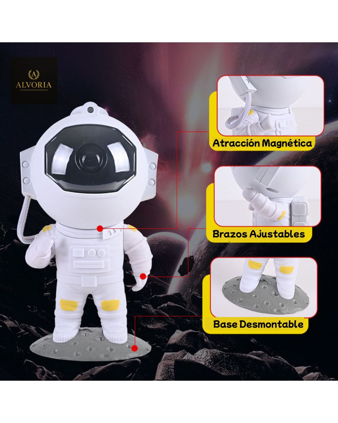 Proyector Astronauta Galáctico con Estrellas – Lámpara LED Infantil