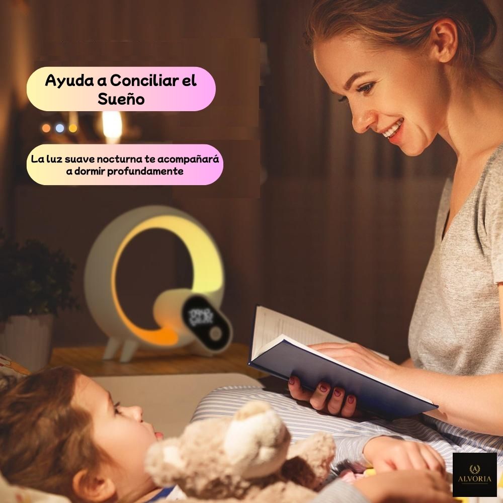 Luz Nocturna Inteligente RGB con Ruido Blanco y Despertador App