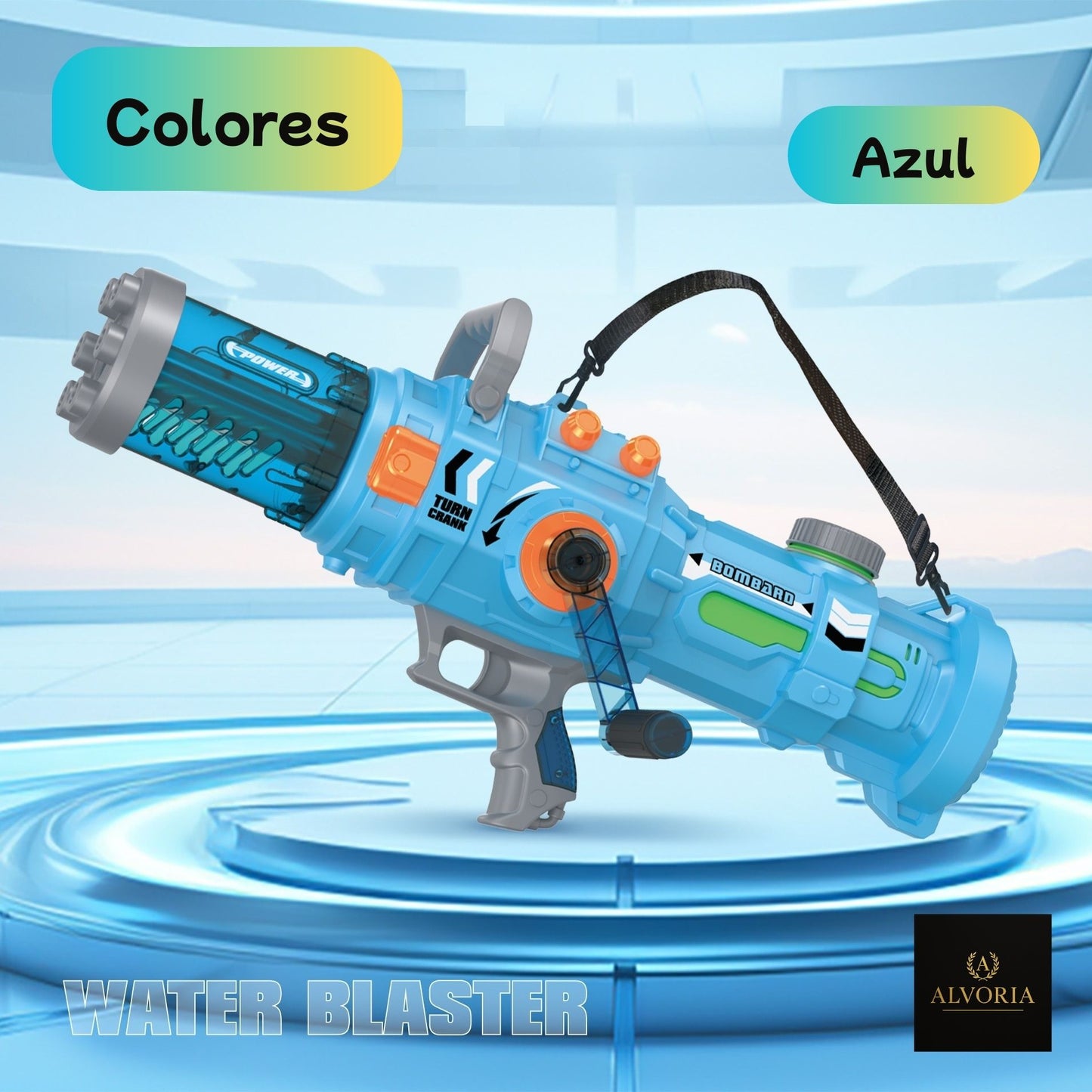 Pistola de Agua Gatling 1000ml | Alta Capacidad | Verano Niños