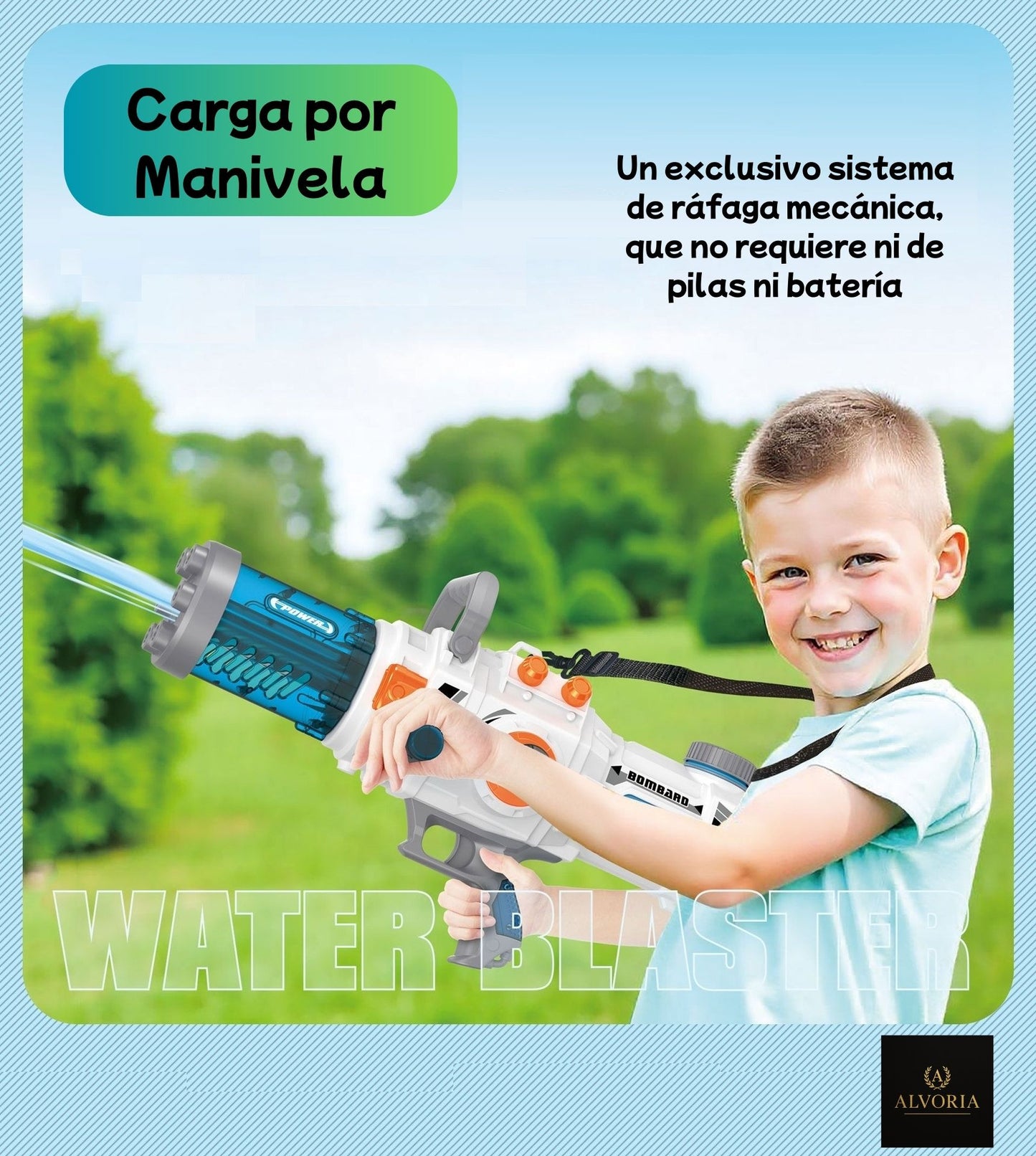 Pistola de Agua Gatling 1000ml | Alta Capacidad | Verano Niños