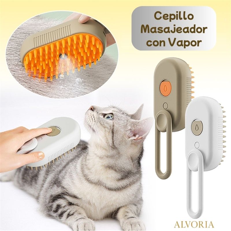 Cepillo Eléctrico 3 en 1 para Mascotas ALVORIA™ con Vapor Antiestático