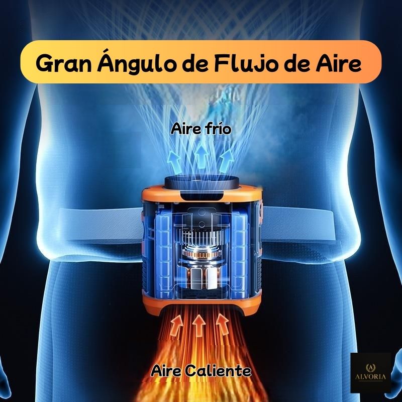 Ventilador Portátil de Cintura con Power Bank y Luz LED – ALVORIA™ 3 en 1