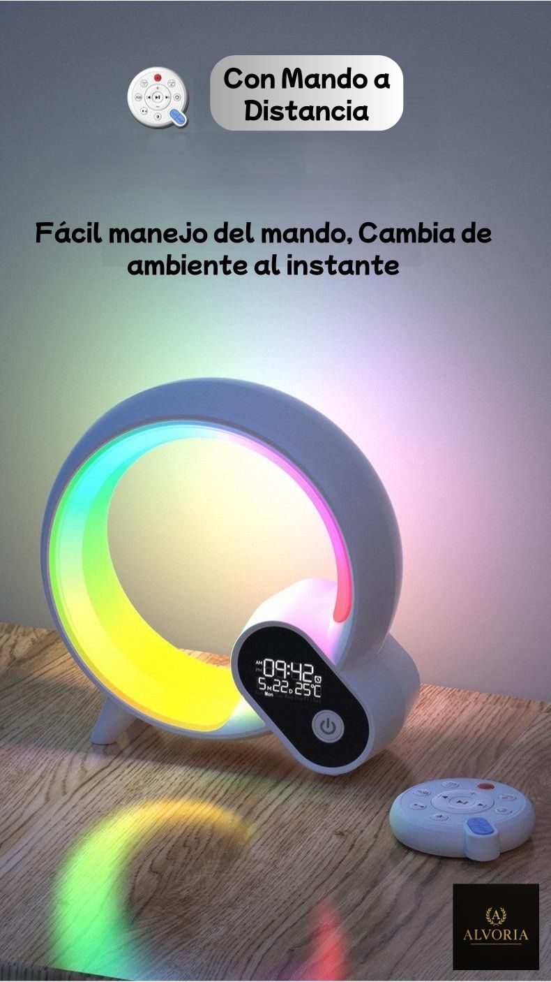 Luz Nocturna Inteligente RGB con Ruido Blanco y Despertador App