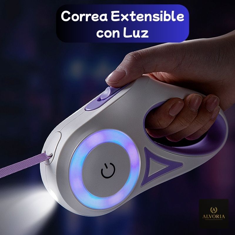 Correa Extensible con Luz LED para Perros + Collar – ALVORIA™
