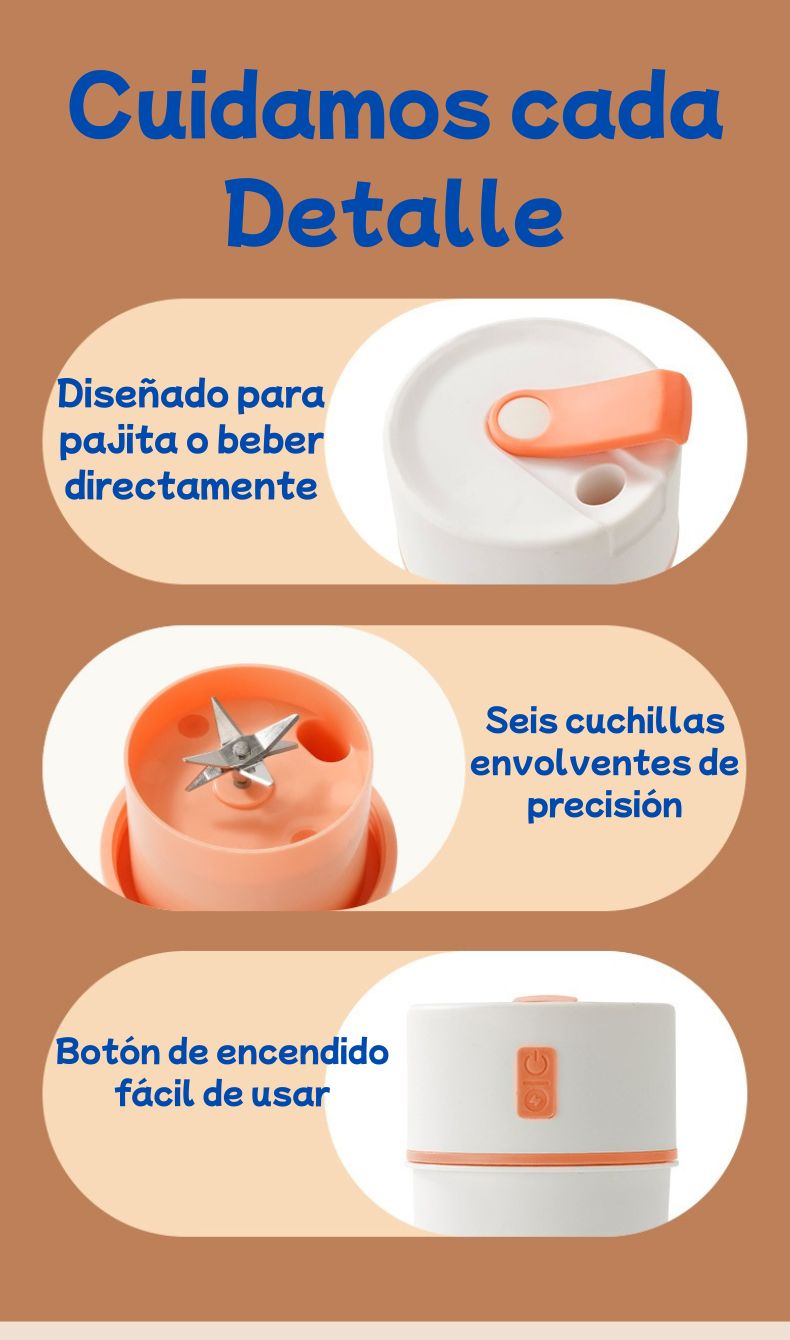 Licuadora Portátil Recargable 450ml | USB | Batidos y Zumos Saludables