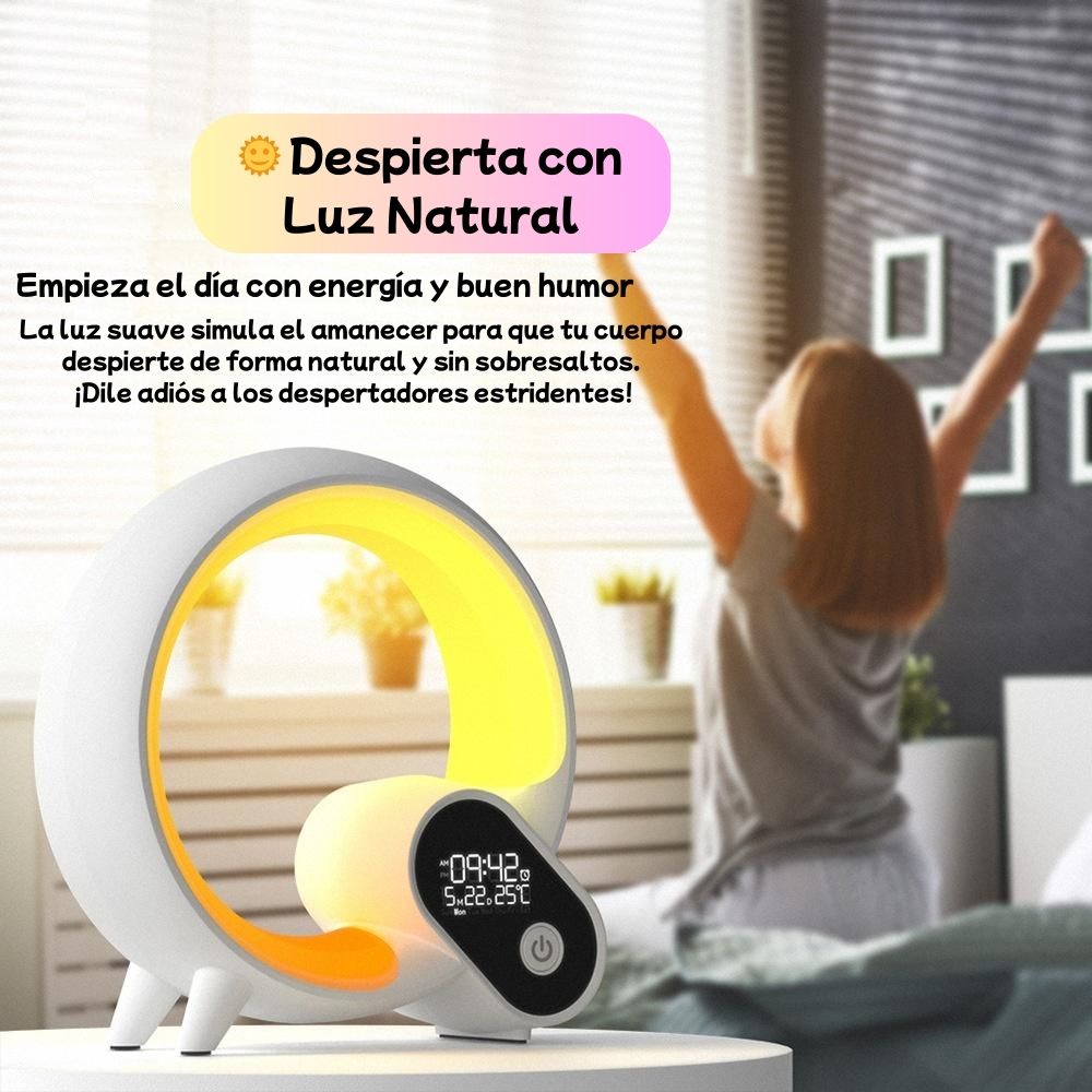 Luz Nocturna Inteligente RGB con Ruido Blanco y Despertador App