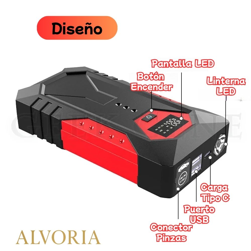 Arrancador de Batería para Coche GKFLY 18000mAh – Power Bank Portátil 12V | Motores Gasolina 6.0L y Diésel 4.0L