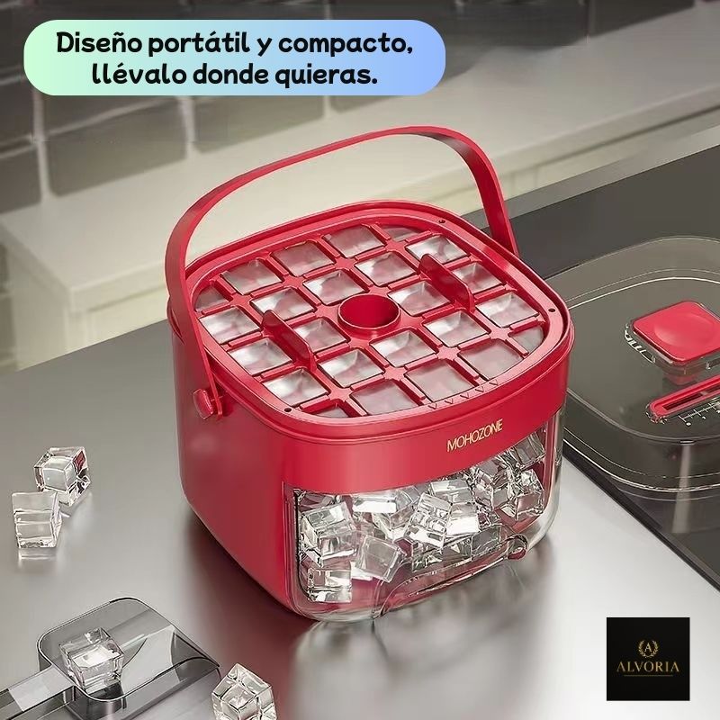 Cubo de Hielo 3 en 1 Portátil – Prensa, Almacenaje y Tapadera Hermética | Ideal para Playa, Casa, Piscina y Fiestas