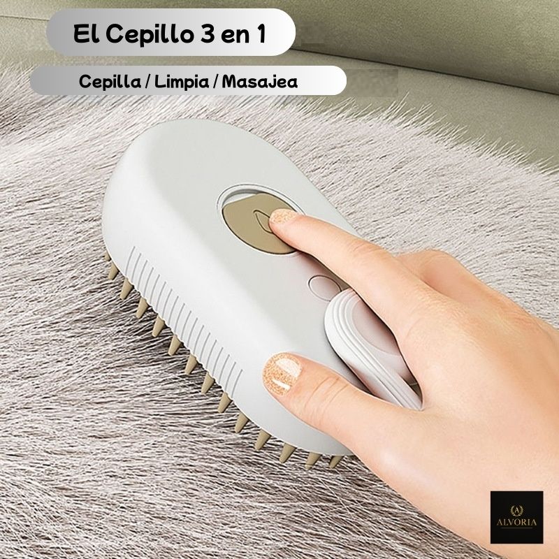 Cepillo Eléctrico 3 en 1 para Mascotas ALVORIA™ con Vapor Antiestático