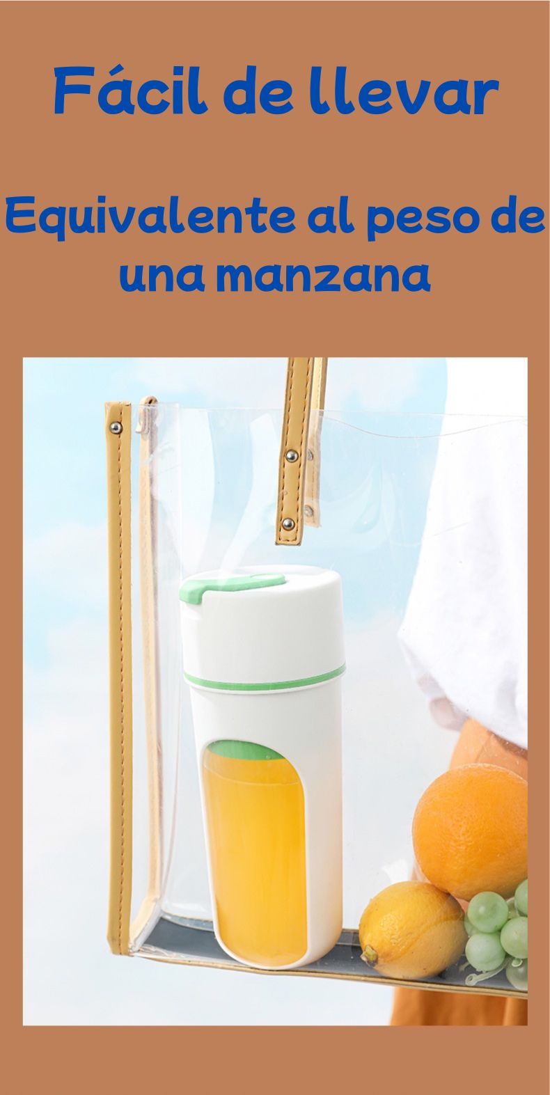 Licuadora Portátil Recargable 450ml | USB | Batidos y Zumos Saludables