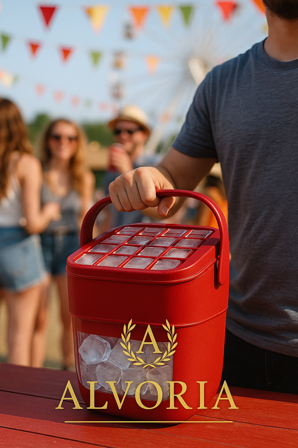 Cubo de Hielo 3 en 1 Portátil – Prensa, Almacenaje y Tapadera Hermética | Ideal para Playa, Casa, Piscina y Fiestas