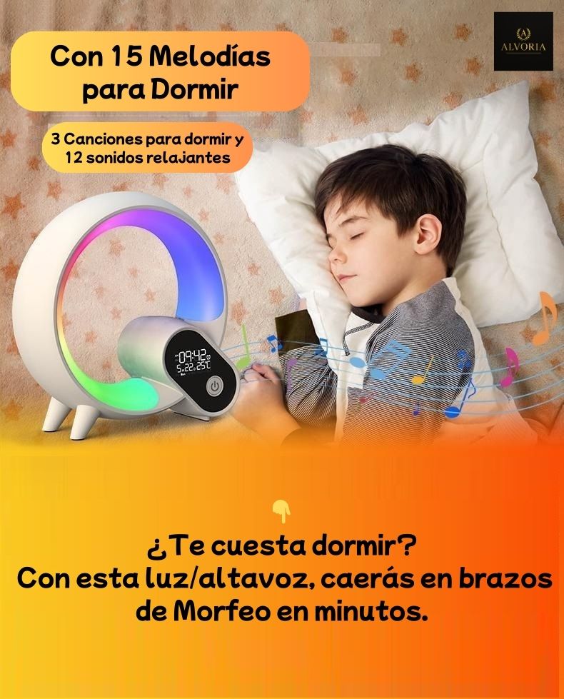 Luz Nocturna Inteligente RGB con Ruido Blanco y Despertador App