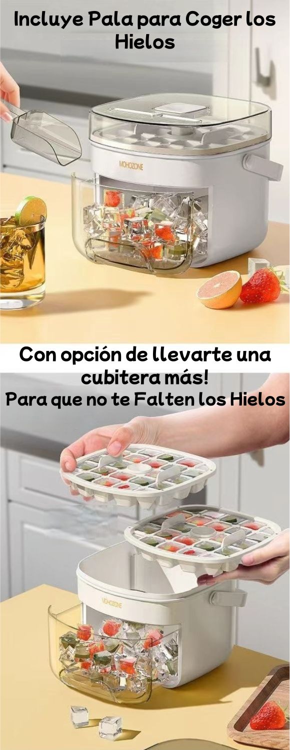 Cubo de Hielo 3 en 1 Portátil – Prensa, Almacenaje y Tapadera Hermética | Ideal para Playa, Casa, Piscina y Fiestas