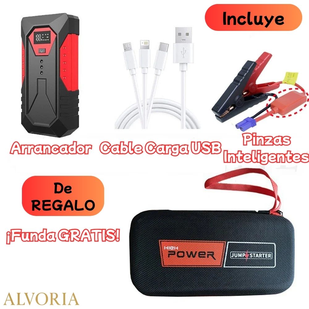Arrancador de Batería para Coche GKFLY 18000mAh – Power Bank Portátil 12V | Motores Gasolina 6.0L y Diésel 4.0L