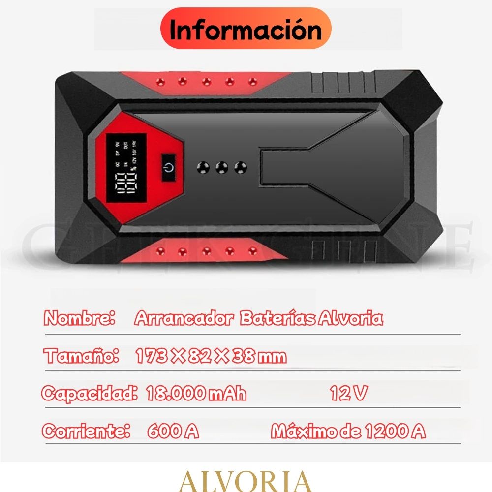 Arrancador de Batería para Coche GKFLY 18000mAh – Power Bank Portátil 12V | Motores Gasolina 6.0L y Diésel 4.0L