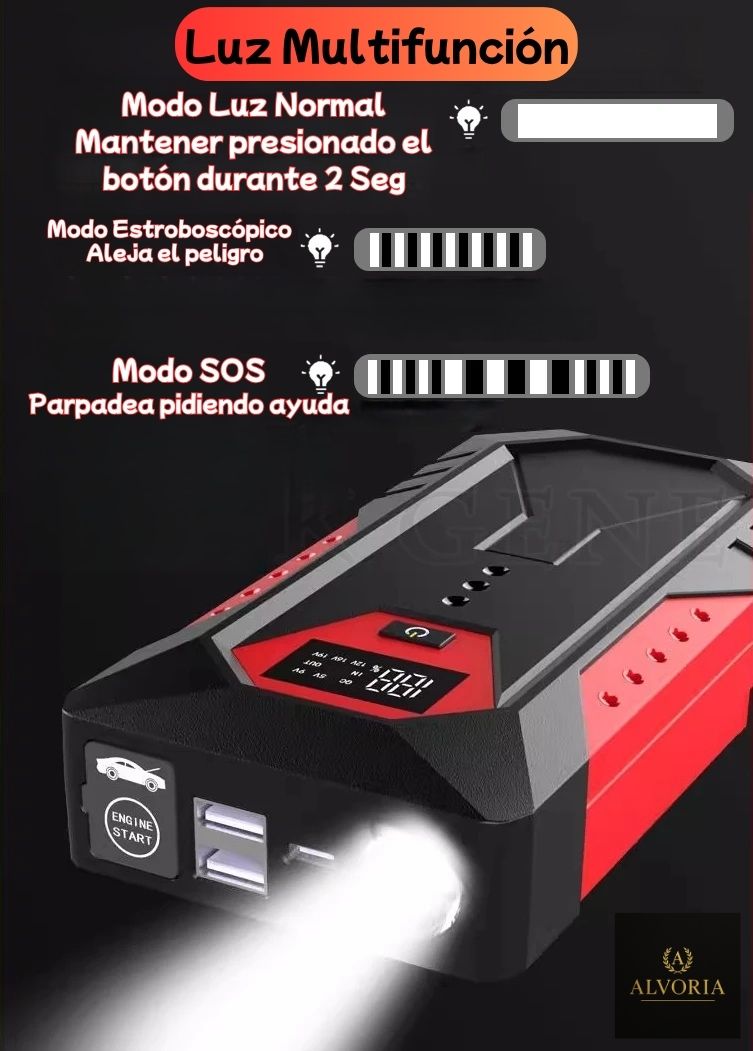 Arrancador de Batería para Coche GKFLY 18000mAh – Power Bank Portátil 12V | Motores Gasolina 6.0L y Diésel 4.0L