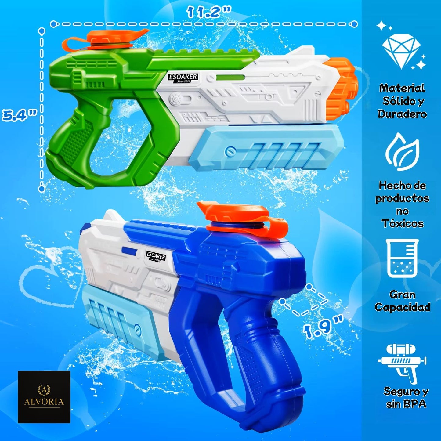 Pistola de Agua 600cc de Largo Alcance para Niños y Adultos – ALVORIA™