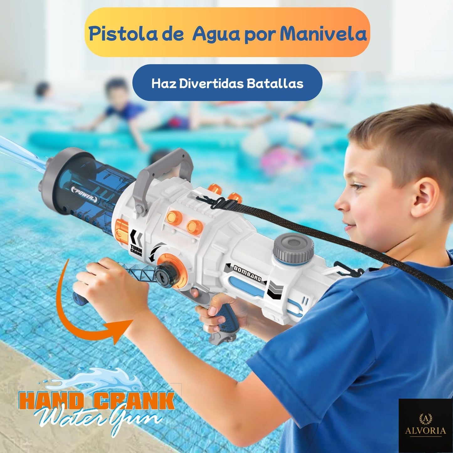 Pistola de Agua Gatling 1000ml | Alta Capacidad | Verano Niños