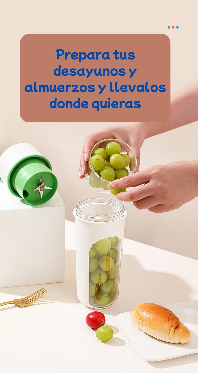 Licuadora Portátil Recargable 450ml | USB | Batidos y Zumos Saludables