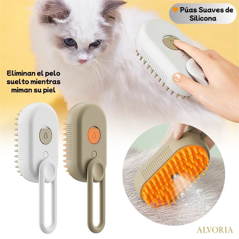 Cepillo Eléctrico 3 en 1 para Mascotas ALVORIA™ con Vapor Antiestático