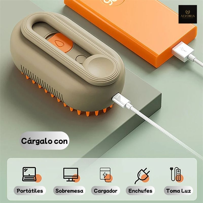 Cepillo Eléctrico 3 en 1 para Mascotas ALVORIA™ con Vapor Antiestático