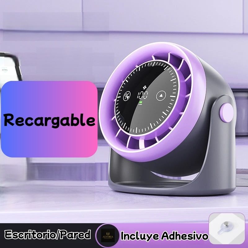 Ventilador de Escritorio ALVORIA™ con Luz LED y Control Táctil USB