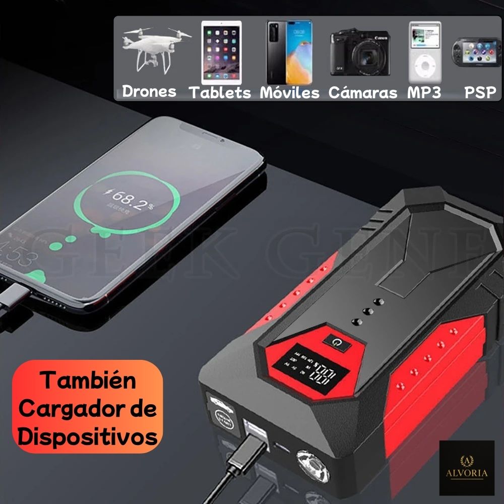 Arrancador de Batería para Coche GKFLY 18000mAh – Power Bank Portátil 12V | Motores Gasolina 6.0L y Diésel 4.0L
