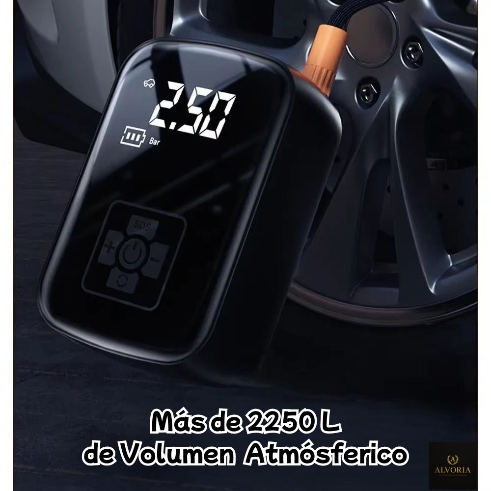 Compresor de Aire Eléctrico Portátil ALVORIA™ | Hinchador Inalámbrico para Coche, Moto, Bicicleta y Balones