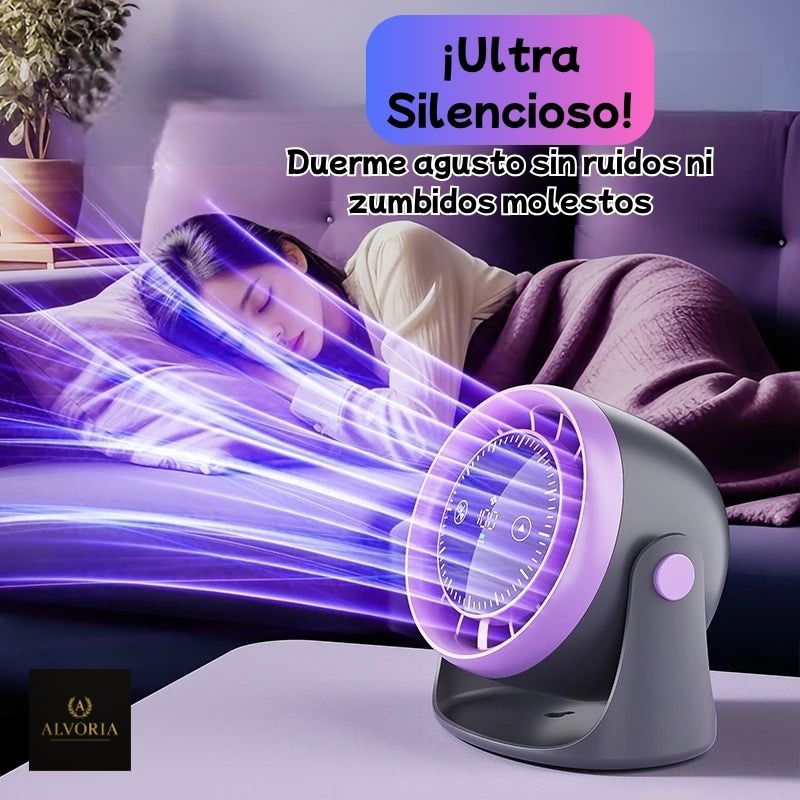Ventilador de Escritorio ALVORIA™ con Luz LED y Control Táctil USB