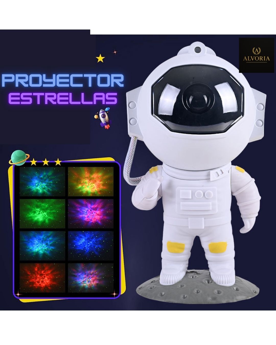 Proyector Astronauta Galáctico con Estrellas – Lámpara LED Infantil