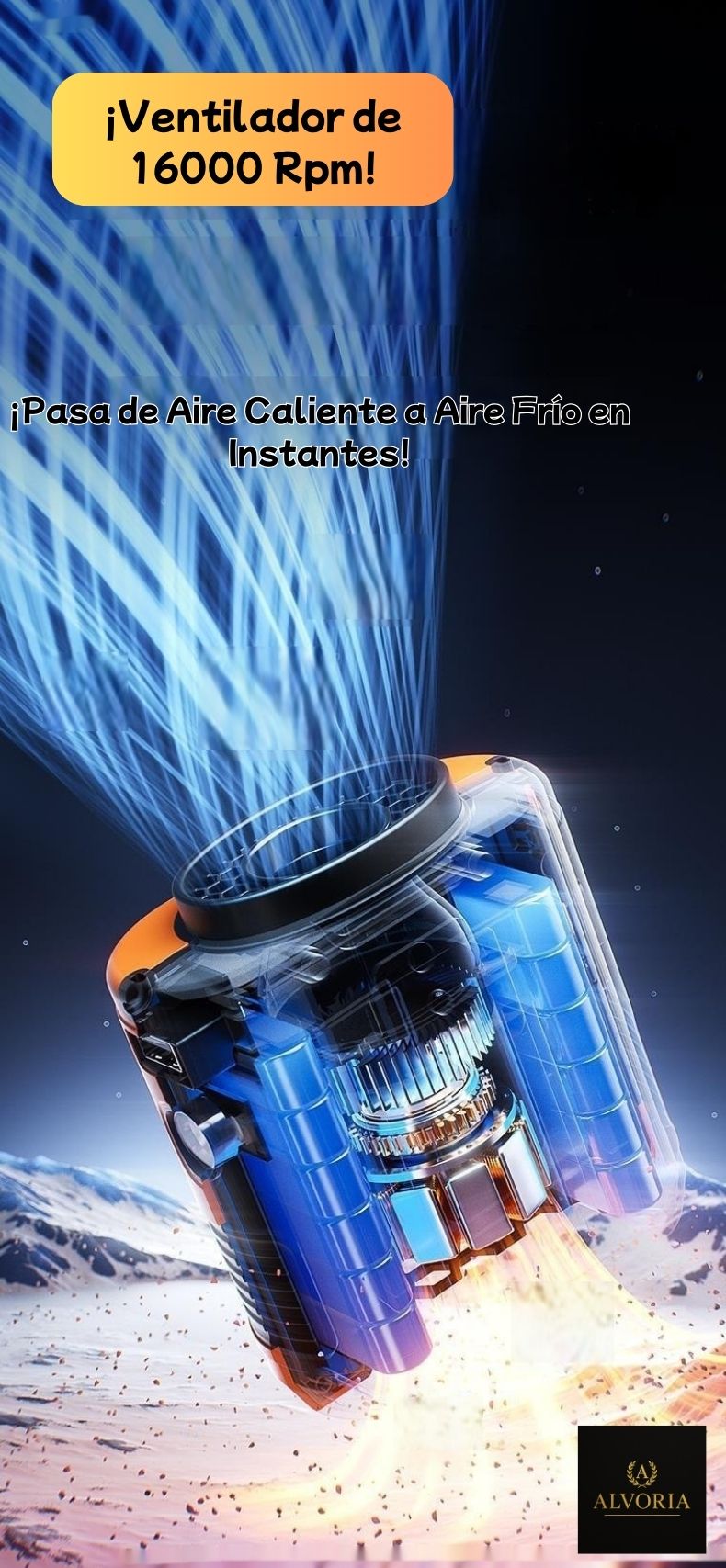 Ventilador Portátil de Cintura con Power Bank y Luz LED – ALVORIA™ 3 en 1