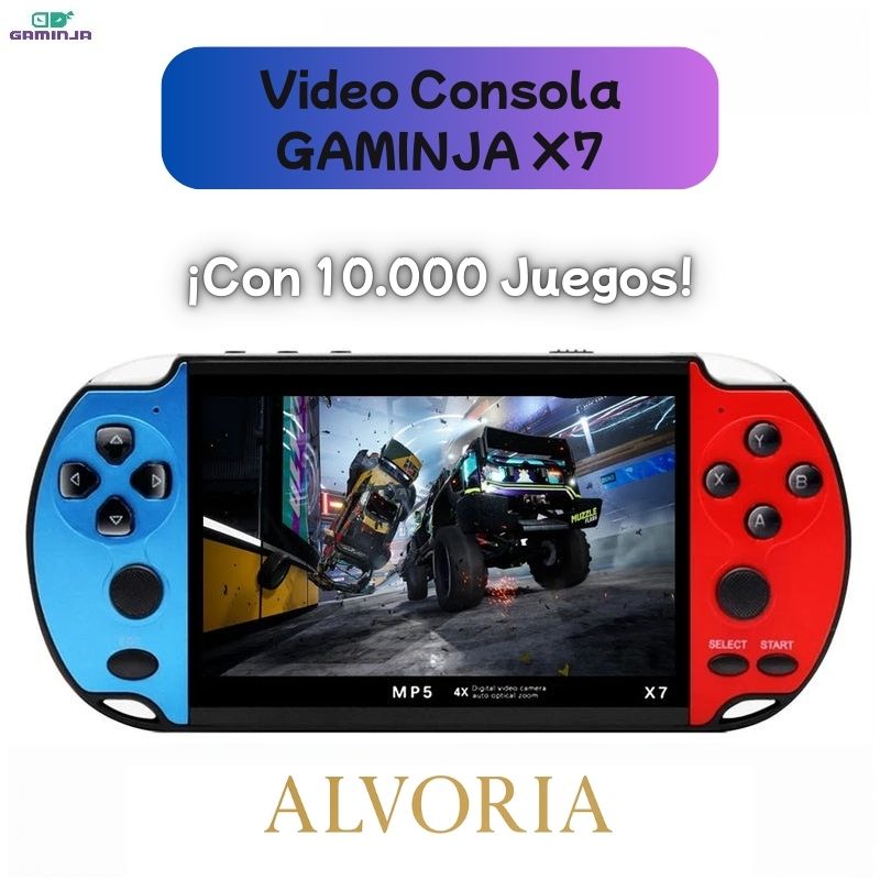 Consola Portátil GAMINJA X7 con 10.000 Juegos – Pantalla HD 4.3" | En Español
