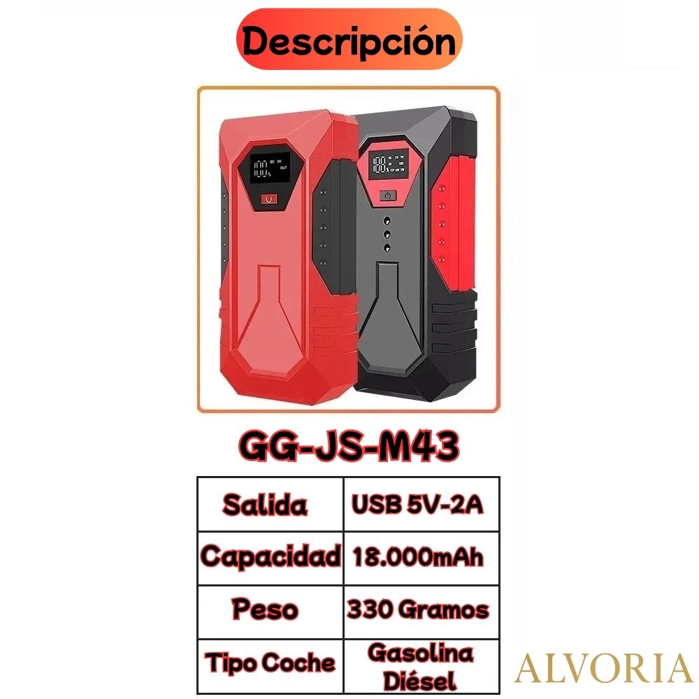 Arrancador de Batería para Coche GKFLY 18000mAh – Power Bank Portátil 12V | Motores Gasolina 6.0L y Diésel 4.0L