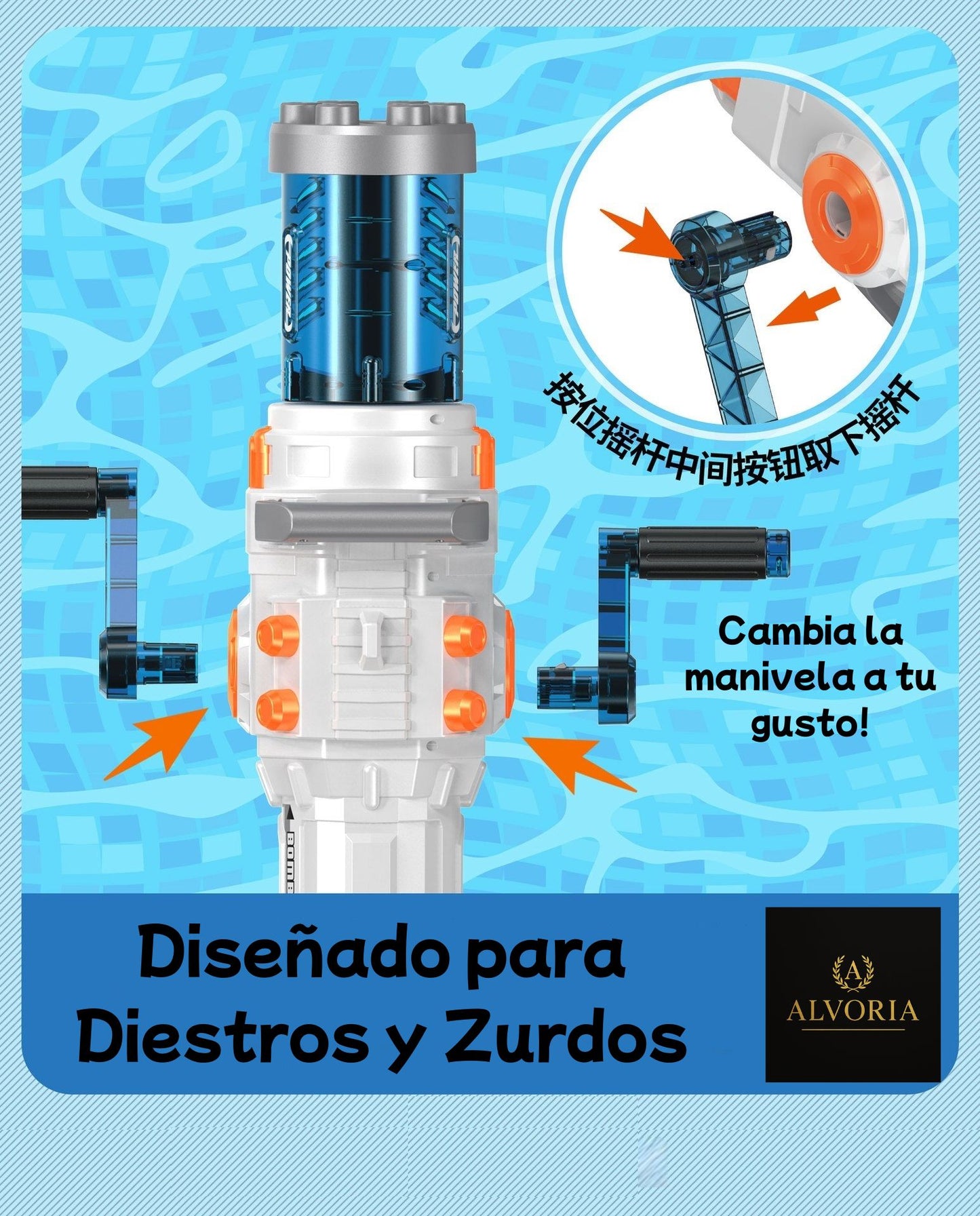 Pistola de Agua Gatling 1000ml | Alta Capacidad | Verano Niños
