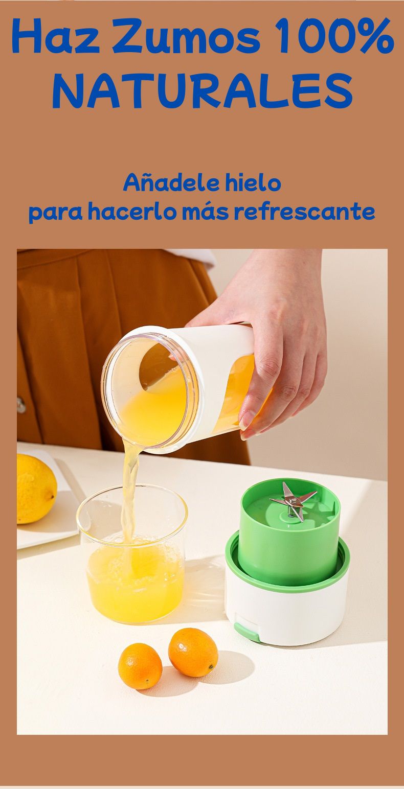 Licuadora Portátil Recargable 450ml | USB | Batidos y Zumos Saludables